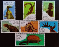 Набор почтовых марок (7 шт.). "Доисторические животные". 1989 год, Гвинея-Бисау.