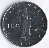 Монета 100 лир. 1965 год, Ватикан.