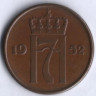 Монета 5 эре. 1952 год, Норвегия.