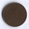 Монета 5 сантимов. 1930 год, Люксембург.