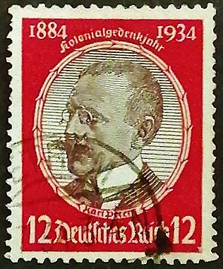 Почтовая марка. "Доктор Карл Петерс (1856-1918)". 1934 год, Германский Рейх.