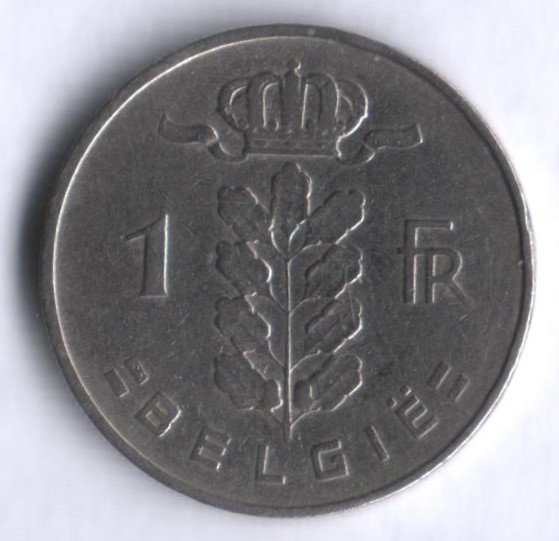 Монета 1 франк. 1954 год, Бельгия (Belgie).