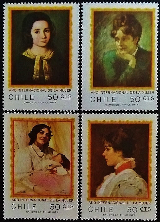 Набор марок (4 шт.). "Международный год женщин: Живопись". 1975 год, Чили.