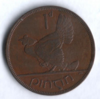 Монета 1 пенни. 1937 год, Ирландия.