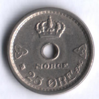 Монета 25 эре. 1946 год, Норвегия.