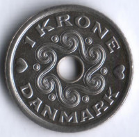 Монета 1 крона. 1999 год, Дания. LG;JP;A. Монета 1 крона. 1999 год, Дания. LG;JP;A.
