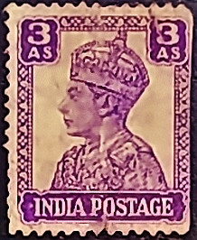 Почтовая марка (3 an.). "Король Георг VI". 1941 год, Британская Индия.
