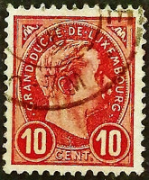 Почтовая марка (10 c.). "Великий герцог Адольф". 1895 год, Люксембург.