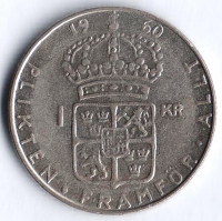 Монета 1 крона. 1960(TS) год, Швеция.