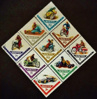 Набор почтовых марок (9 шт.). "Мотоспорт". 1962 год, Венгрия.