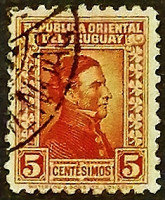 Почтовая марка (5 c.). "Генерал Хосе Артигас". 1928 год, Уругвай.