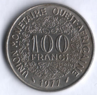 Монета 100 франков. 1977 год, Западно-Африканские Штаты.