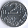 Монета 2 рупии. 1970 год, Индонезия.