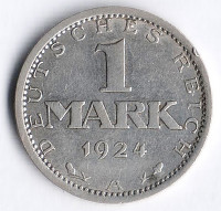 Монета 1 марка. 1924 год (A), Веймарская республика.