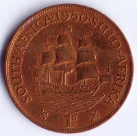 Монета 1 пенни. 1950 год, Южная Африка.