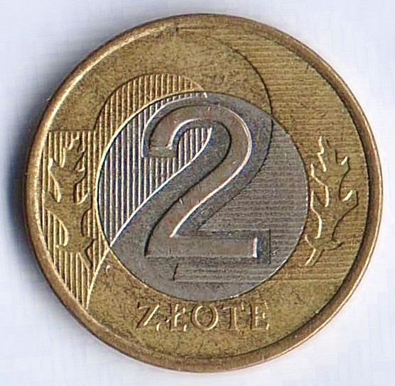 Монета 2 злотых. 2016 год, Польша.