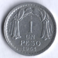 1 песо. 1954 год, Чили.