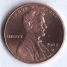 1 цент. 2009(D) год, США. Президентство Линкольна.