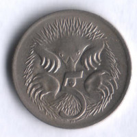 Монета 5 центов. 1966 год, Австралия.