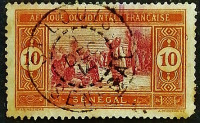 Почтовая марка (10 c.). "Местный рынок". 1914 год, Сенегал.