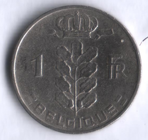 Монета 1 франк. 1954 год, Бельгия (Belgique).