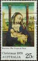 Почтовая марка. «Дева Мария с младенцем», Мармион. 1978 год, Австралия.