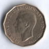 Монета 3 пенса. 1942 год, Великобритания.