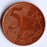 Монета 5 сентаво. 2014 год, Бразилия.
