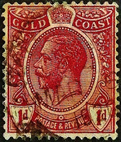 Почтовая марка (1 p.). "Король Георг V". 1917 год, Золотой Берег.