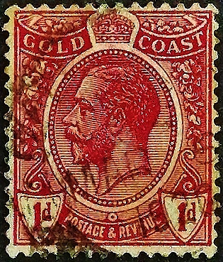 Почтовая марка (1 p.). "Король Георг V". 1917 год, Золотой Берег.