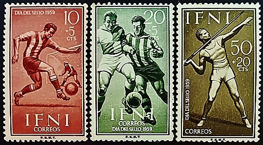 Набор марок (3 шт.). "День почтовой марки". 1959 год, Ифни.