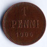 Монета 1 пенни. 1906 год, Великое Княжество Финляндское.