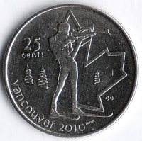 Монета 25 центов. 2007 год, Канада. Ванкувер 2010, биатлон.