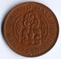 Монета 1/2 пенни. 1950 год, Новая Зеландия.
