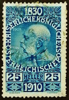 Почтовая марка (25 h.). "Император Франц Иосиф". 1910 год, Австрия. Почтовая марка (25 h.). "Император Франц Иосиф". 1910 год, Австрия.