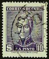 Почтовая марка. "Франциско Антонио Пинто". 1956 год, Чили.