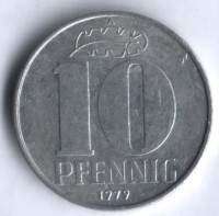 Монета 10 пфеннигов. 1979 год, ГДР.