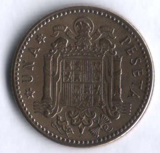 Монета 1 песета. 1947(52) год, Испания.