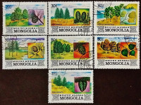 Набор почтовых марок (7 шт.). "Деревья". 1982 год, Монголия.