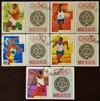 Набор почтовых марок (10 шт.). "Летние Олимпийские игры - Мехико`1968". 1968 год, Бурунди.