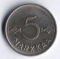Монета 5 марок. 1955 год, Финляндия.
