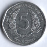 Монета 5 центов. 2002 год, Восточно-Карибские государства.