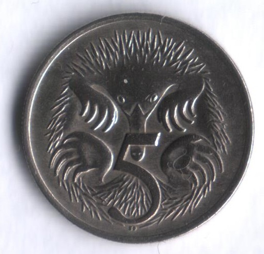 Монета 5 центов. 1967 год, Австралия.