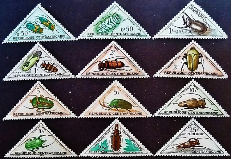 Набор марок (12 шт.). "Насекомые". 1962 год, Центрально-Африканская Республика.