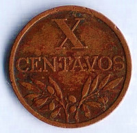 Монета 10 сентаво. 1961 год, Португалия.