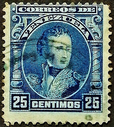 Почтовая марка (25 c.). "Антонио Хосе де Сукре". 1904 год, Венесуэла.