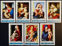 Набор почтовых марок (7 шт.) с блоками (2 шт.). "Рождество - 1971". 1972 год, Экваториальная Гвинея.
