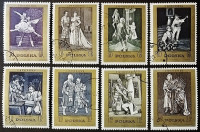 Набор почтовых марок (8 шт.). "Композитор Станислав Монюшко (1819-1872)". 1972 год, Польша.