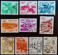 Набор почтовых марок (10 шт.). "Товары на экспорт". 1982 год, Куба.