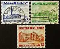 Набор почтовых марок (3 шт.). "Достопримечательности Польши". 1937 год, Польша.